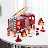SOKA Wooden Fire Engine Truck with Figurines Montessori Toy Set Ages 3+ view 4
