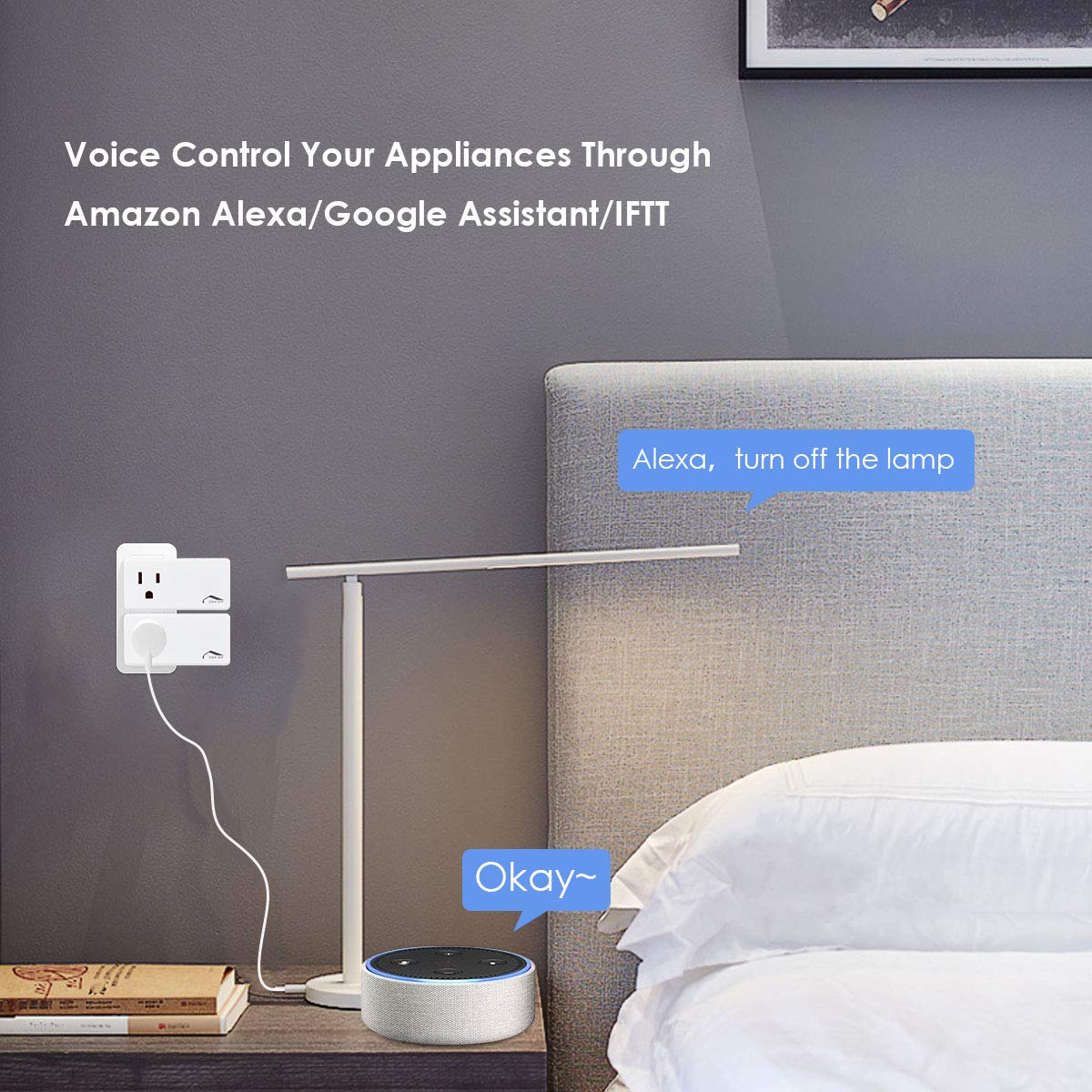 Smart Plug WiFi Outlet, Compatible With Alexa, Echo/Dot, Google Home/Mini and IFTTT, JolyJoy Smart Socket with Multiple Timer, Voice/App Remote Control, No Hub Required, 125V, 10A,1250W (2 Pack)