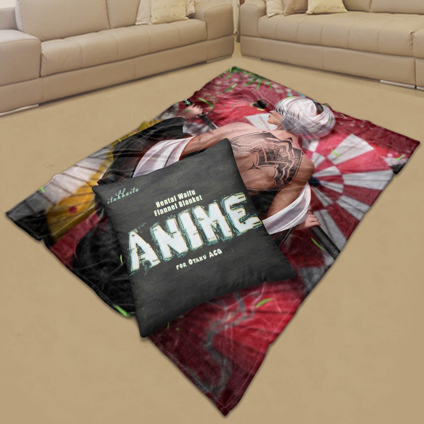 itakkaito Fleece Throw Blanket Nude Waifu Ass Oppai