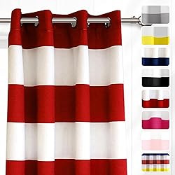 DriftAway Red Stripe Room Darkening Window Curtains
