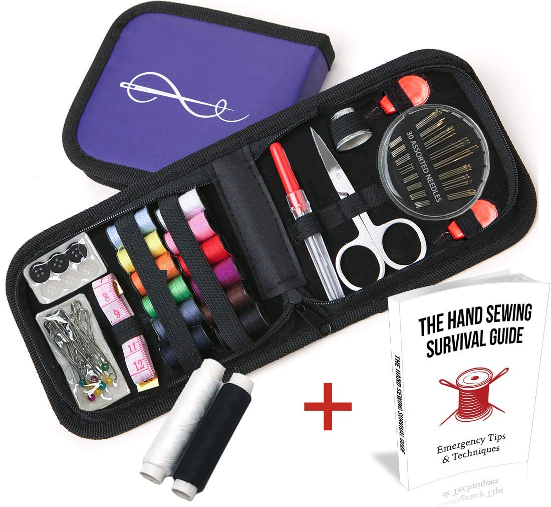CraftLab Best Mini Sewing Kit with Sewing Survival Ebook, 78 Emergency Accessories for Home, Travel, Dorm, Emergency Preparedness