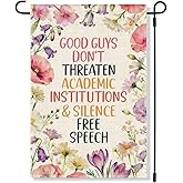RZHV Good Guys Don't Threaten Academic Institutions Silence Free Speech Double-Sided Garden Flag for Outdoor House Yard Sign Garden Decor Parade, Democracy Social Justice Outdoor Banner