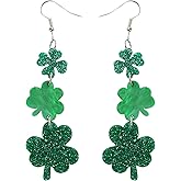 Hamiutci St Patricks Day Earrings, St Patrick's Day Shamrock Earrings for Women, Irish Green Clover Dangle Earrings Saint Patricks Day Accessories Acrylic Good Luck Earrings