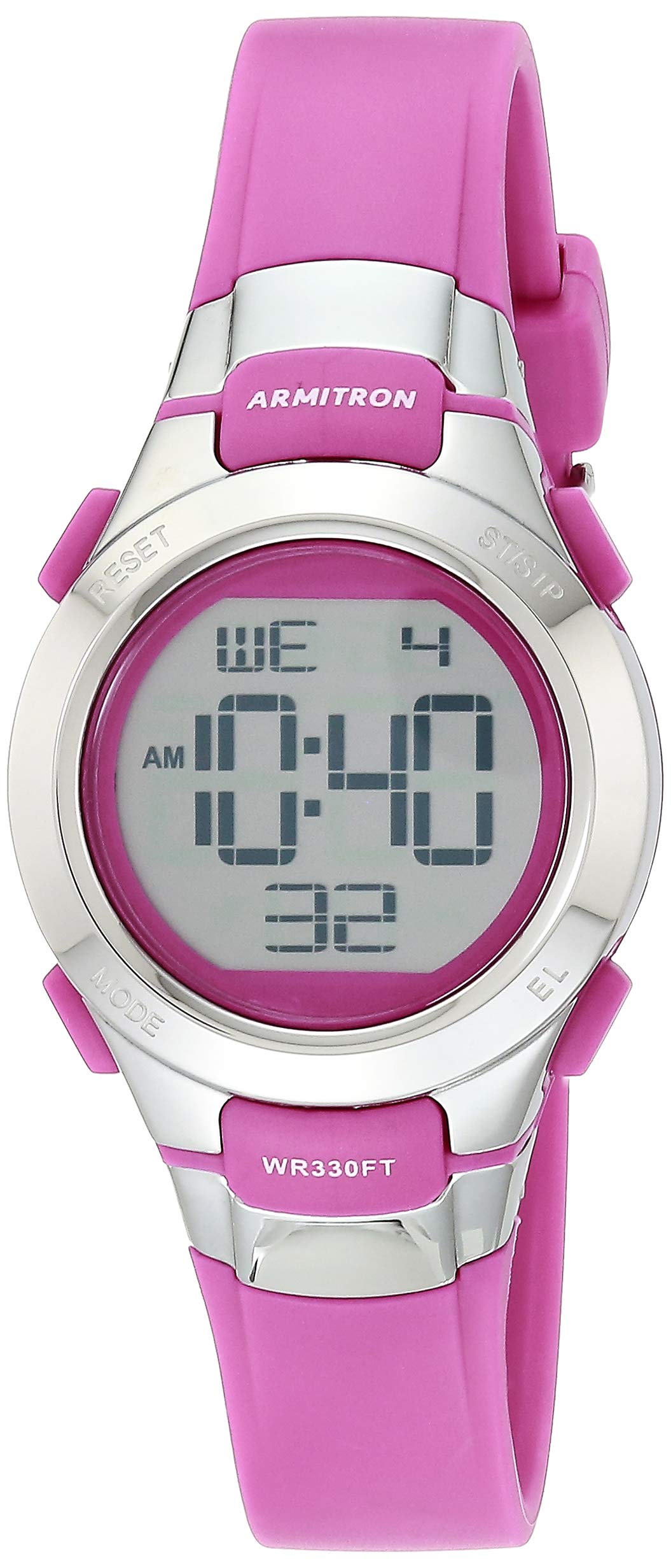 Armitron Sport Women's Digital Chronograph Resin Strap Watch, Pink/Silver — image 1