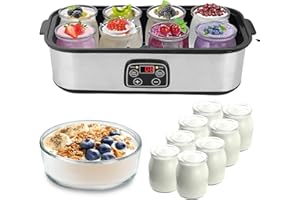 MEKOTRIN Yogurt Maker, Automatic Digital Yoghurt Maker Machine with Adjustable Time & Temp Control & LCD Display, Probiotic Y