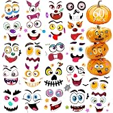 60 Packs Halloween Stickers Pumpkin Decorating Kit, 30 Sheets Pumpkin Stickers Crafts for Halloween Party Supplies Kids Party Favors