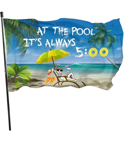 Flagge 90x150cm 'Relax It's Always Five O'Clock' – Mit 4 Messingösen, Polyester, Für Garten & Balkon
