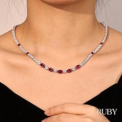 FANCIME Sterling Silver Created Ruby Tennis
