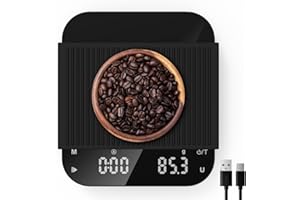 Diyife Rechargeable Coffee Scale, 0.1 g/3kg High Precision Espresso Scale with LED Display and 2 Timer Modes,6 Weighing Units