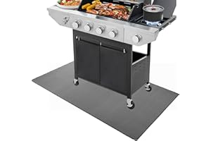 LYEMAT BBQ Grill Mat for Outdoor Grill, 38 x 30 inches Heavy Duty Thickened Under Grill Mats, Oil-Proof Waterproof Floor Protector for Deck and Patio