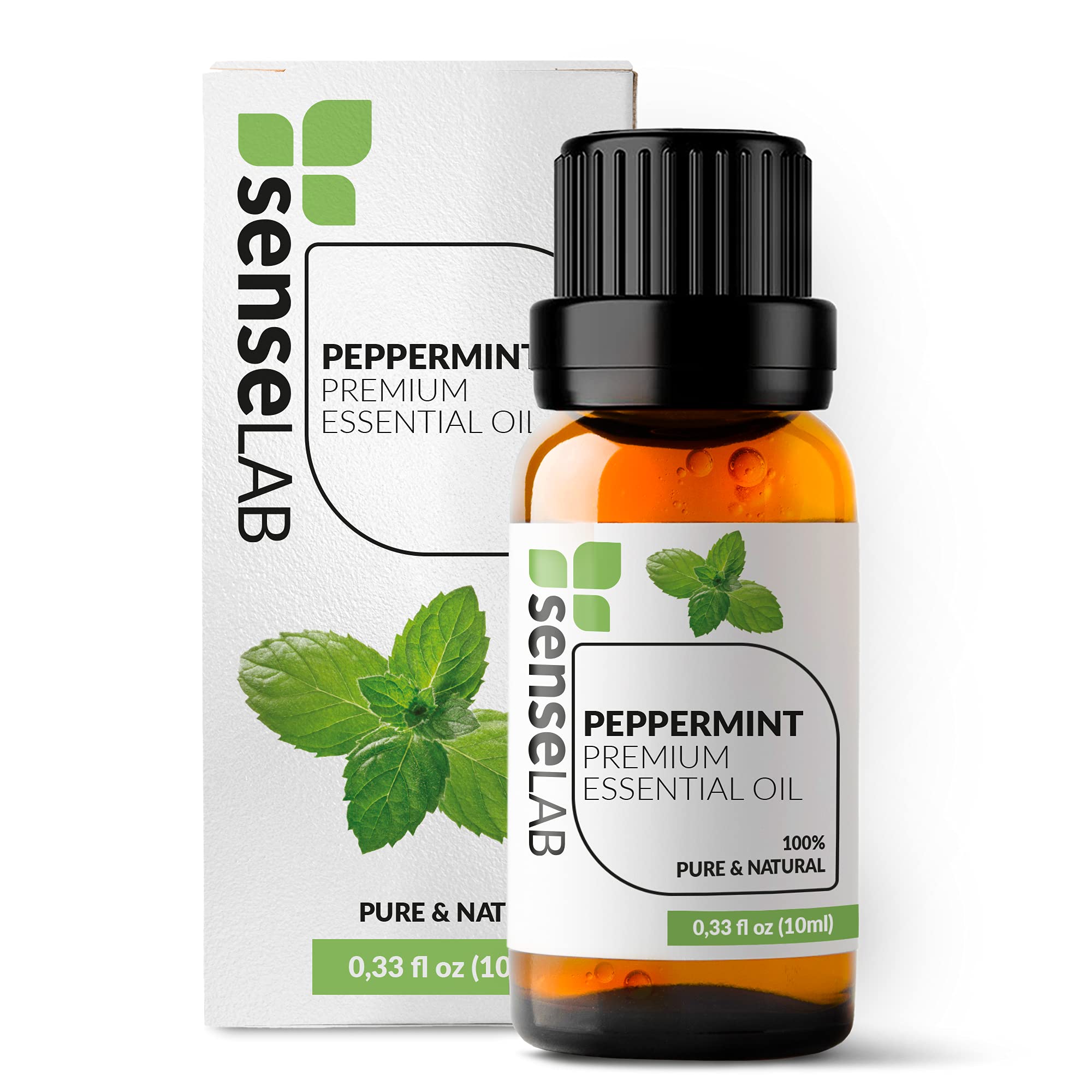 SenseLAB Peppermint Essential Oil - 100% Pure Extract Peppermint Oil Therapeutic Grade Essential Oils - for Diffuser and Humidifier - Insect Repellent - Hair Care Oil - Aromatherapy Oils (10 ml)