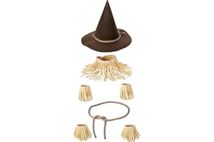 HEYFIZZ Scarecrow Costume Accessories Adults,Scarecrow Hat with Raffia Straw Kit,Halloween Costume Women Men