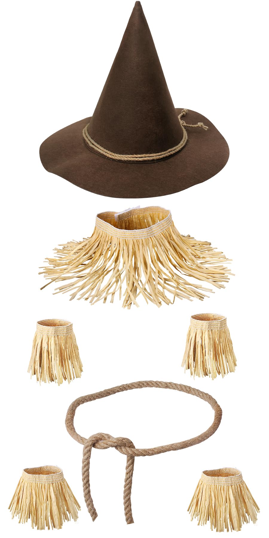 Photo 1 of HEYFIZZ Scarecrow Costume Accessories Adults,Scarecrow Hat with Raffia Straw Kit,Halloween Costume Women Men
