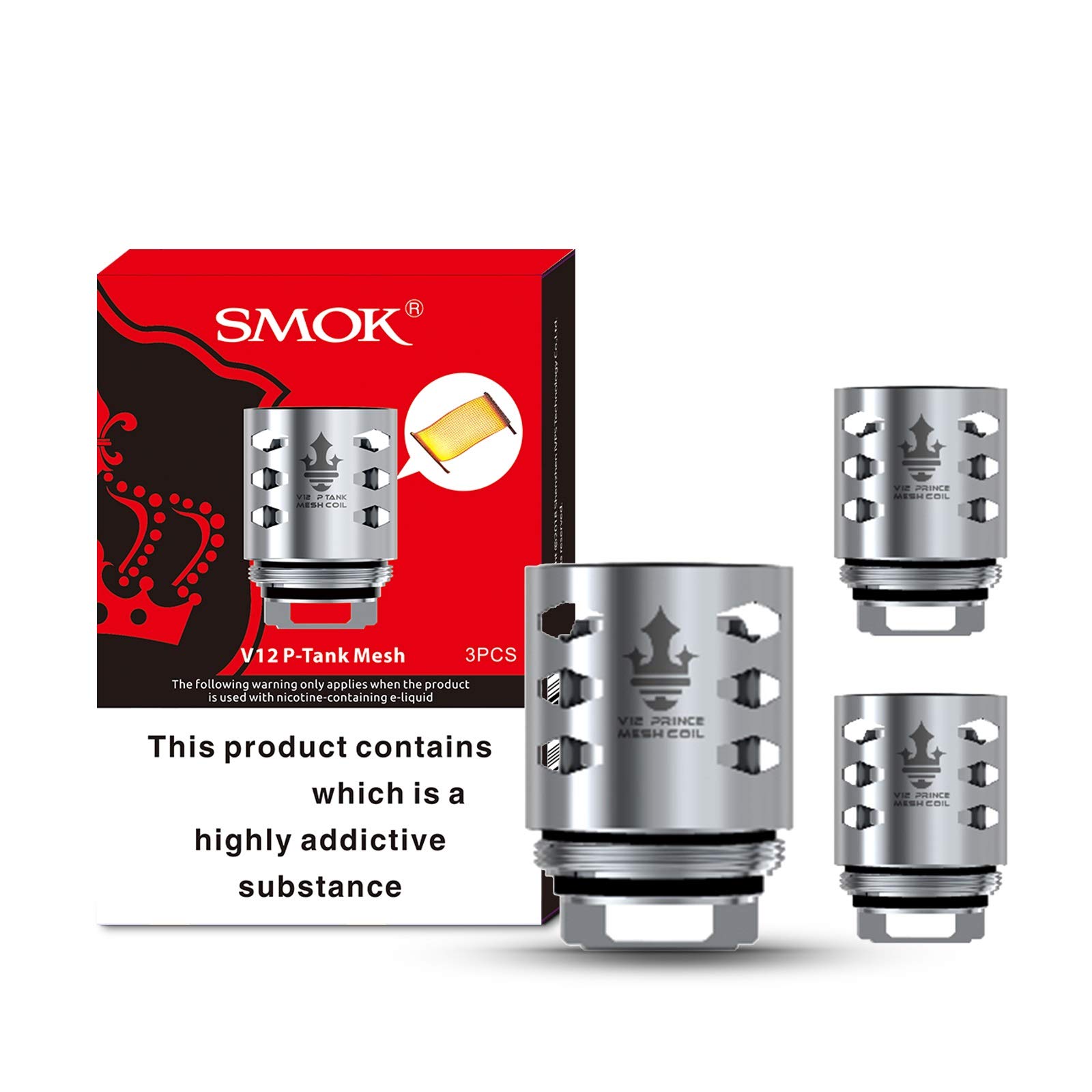 SMOK TFV12 Replacement Coils, Pack of 3 - - No Nicotine