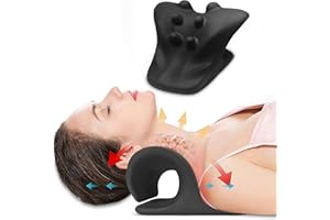 EXQUISLIFE Neck and Shoulder Relaxer, Cervical Traction Device for Muscle Tension Relief, Neck Stretcher for TMJ Pain Relief and Cervical Spine Alignment, Chiropractic Pillow, Black