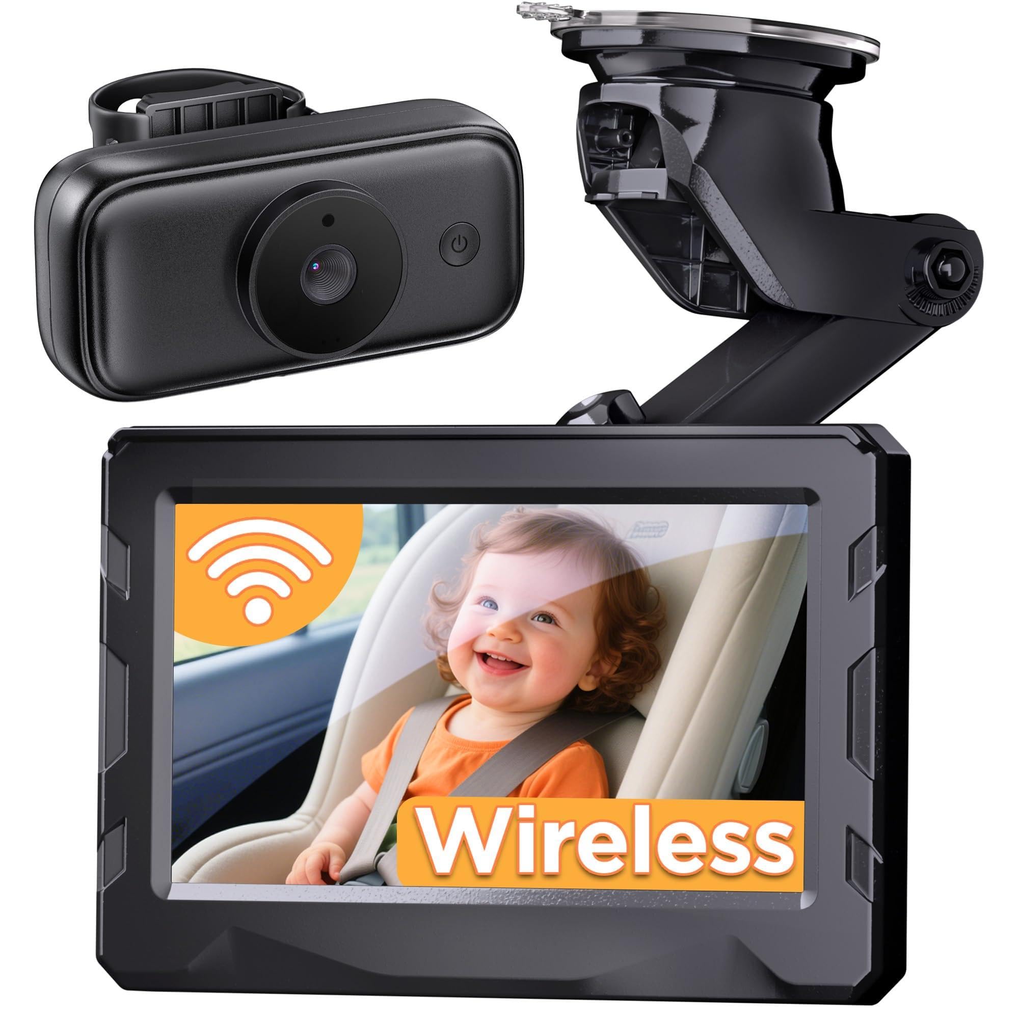 Photo 1 of NUOTUN Wireless Baby Car Camera - 40Hrs Battery Life& 940mn Night Vision, 4.3'' HD Car Baby Monitor 1080P Video, SD Card Included, Rear Facing Back Seat Mirror - Newborn Essentials Infant Must Have