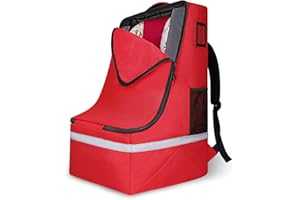 LARIPOP Car Seat Travel Bag for Airplane,Infant Seat Travel Bag with Shoulder Strap,Padded Car Seats Backpack with Reflective Stripes,Large Carseat Carrier Bag Travel Car Seat Cover, Red