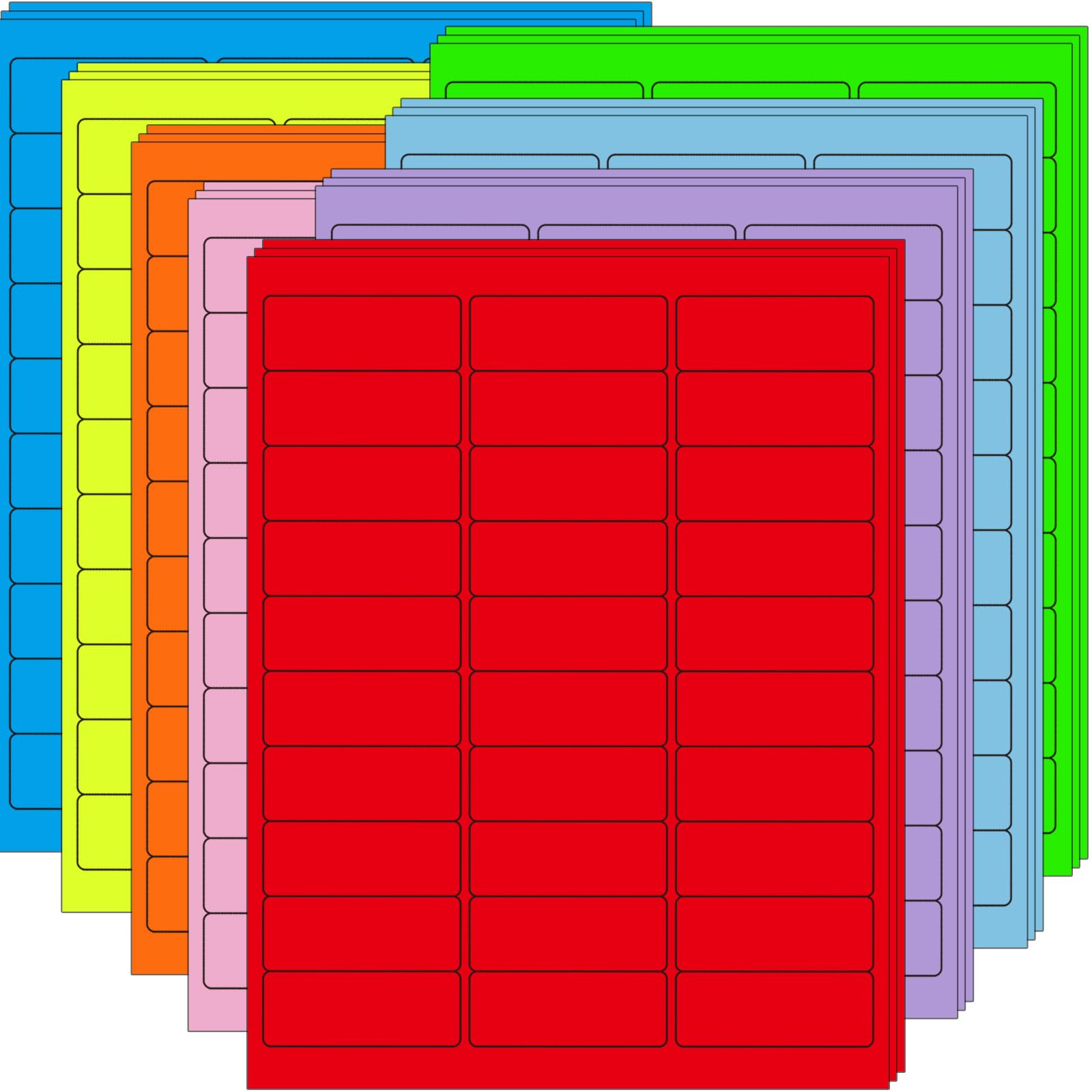 Photo 1 of 1''*2.625''Colored Labels Stickers 8 Colors Bright Moving Labels for Boxs 32 Sheets, Labels for Laser/Inkjet Printer, Permanent Adhesive