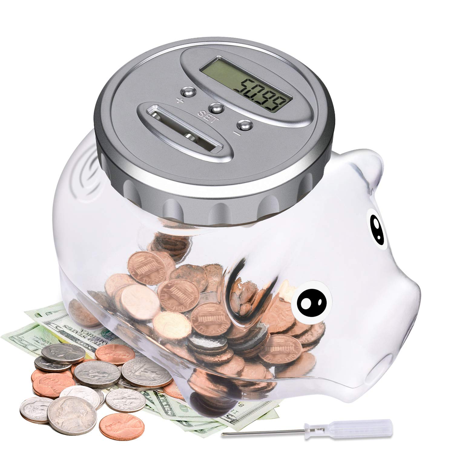 Digital Piggy Bank with Automatic LCD Display,Large