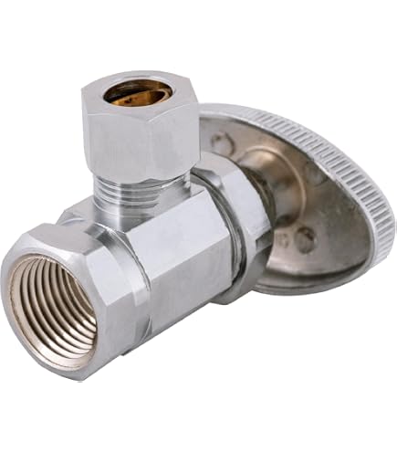 LASCO 5/8" X 3/8" Chrome Angle Stop Valve - Quarter Turn Ball Valve For Plumbing Installation