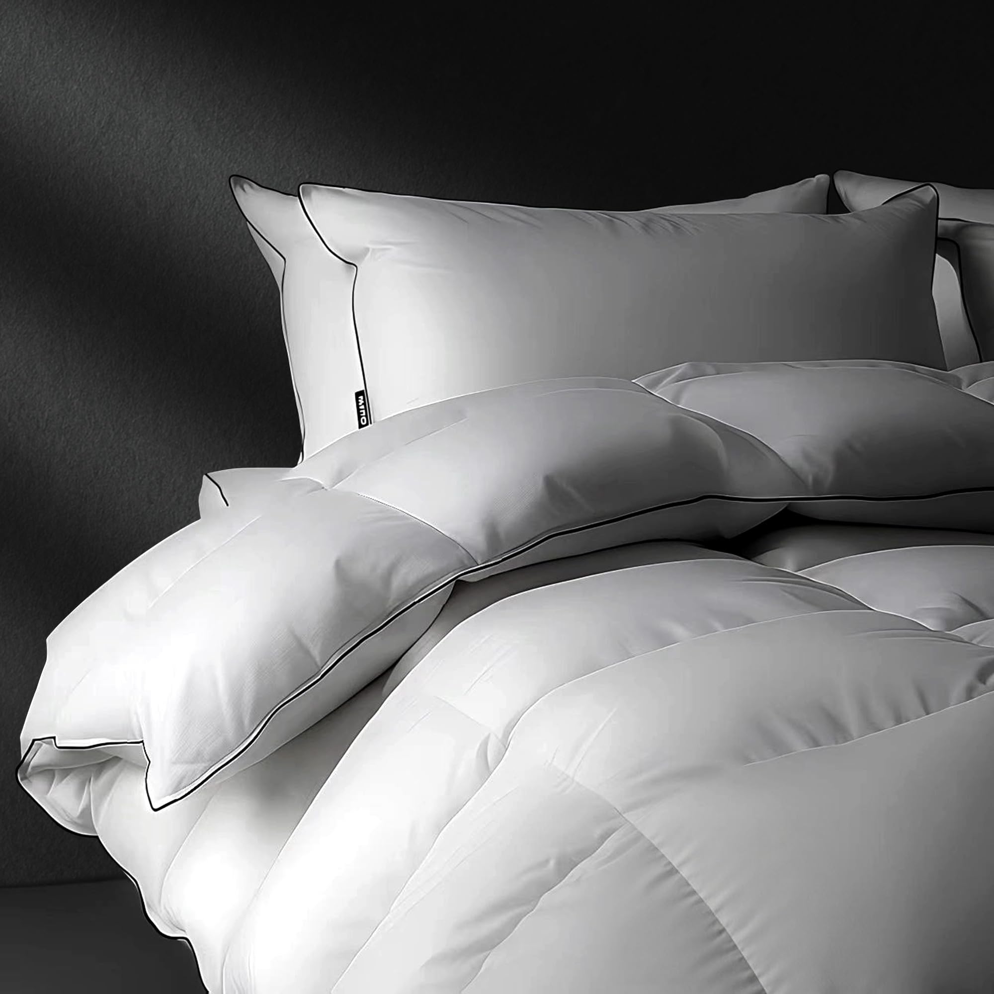 羽毛布団 シングル 掛け布団 MAZOT ダックダウン90%【独自技術とデザインの抗菌防臭加工 詰め物30%増】冬用布団 洗える サイズ:150cm*210cm 重量:約1.9kg (充填量1.1kg) -5℃～20℃推奨 ホワイト商品画像