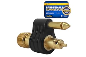 Five Oceans 1/4" NPT Male Fuel Tank Connector for OMC/Johnson/Evinrude Female Fitting Tank End Connector, 2-Prong, Brass, Compatible with Most Portable Tanks - FO4407
