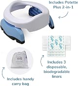 Potette Plus 2-in-1 Folding Travel Potty & Toilet Trainer Seat White/Blue view 3