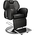 Baasha Barber Chair, Reclining Salon Chair for Hair Stylist, All-Purpose Hair Chair with Heavy-Duty Steel Frame, Shampoo Chair Stylist Chair Tattoo Chair, Beauty Salon Equipment - Black
