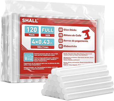 Shall Full Size Hot Glue Sticks 0.43x4 inch 120 Pack Clear for All-Temp Glue