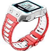 NotoCity Compatible with Garmin Forerunner 920XT Band Soft Silicone Strap for 920XT Replacement Watch Band for Men Women Red-White