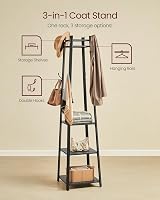 VASAGLE Coat Stand with 8 Double Hooks 4 Shelves Charcoal Grey Ink Black view 3