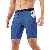 MIZOK Men's Stripe Performance Compression Workout Shorts Tight Gym Athletic Shorts with Pockets