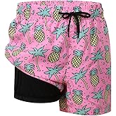 SNOW DREAMS Boys Swim Trunks with Compression Liner Quick Dry Swim Shorts Lightweight Bathing Suits Board Shorts Swimming