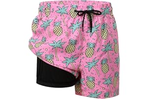 SNOW DREAMS Boys Swim Trunks with Compression Liner Quick Dry Swim Shorts Lightweight Bathing Suits Board Shorts Swimming