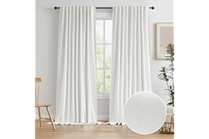 KEQIAOSUOCAI Blackout Curtain Panels 108 Inch Length, 72 Inch Wide Drapery, Pinch Pleated Window Curtain Panels for Track System Back Tab(72x108, 2 Pcs, Ivory/Cream Color