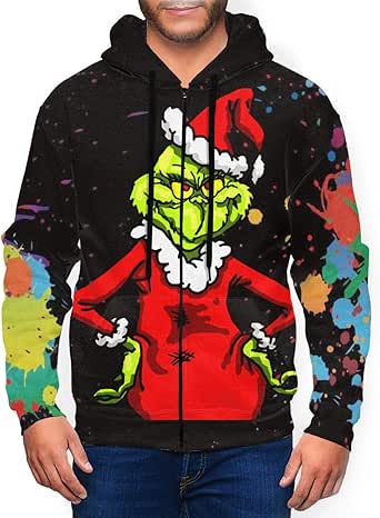 ETFDCDFEW Grinchy Grinch Men's Pullover Sweatshirt, Zipper Pockets Pullover Jacket: Amazon.ca 