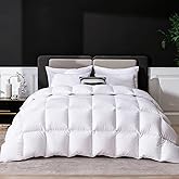 LESNNCIER Goose Feather Down Fiber Comforter Cal King Size, Ultra Soft Medium Warm Duvet Insert, All Season Luxury Hotel Bedding Comforters with Corner Tabs(White,108x94)