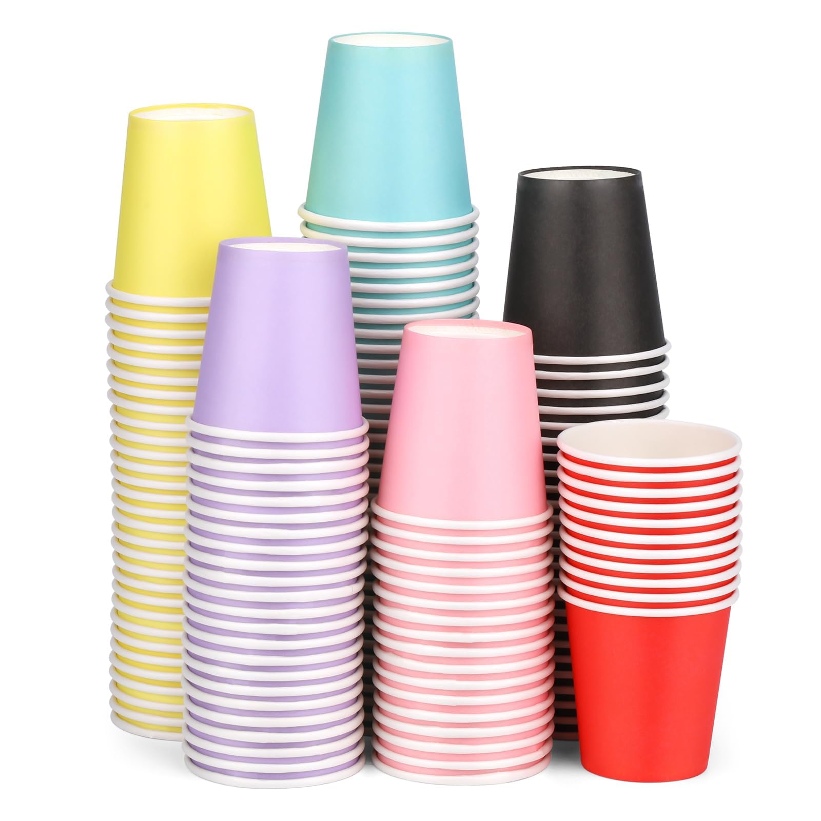 ENCHOL 120 Pack 3 oz Paper Cups, Disposable Bathroom Cups, Mouthwash Cups, Mini Espresso Cups, Colorful Paper Cups, 3 oz Disposable Paper Cup for Party, Picnic, Office, and Travel