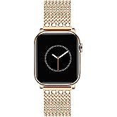 Newlibery Rose Gold Chain Bands for Women Compatible with Apple Watch 42mm(S1/2/3) 44mm 45mm 46mm 49mm Metal Cowboy Adjustable Bracelet Dressy for iWatch Series 11/10/9/8/7/6/5/4/SE 3/2/1/Ultra1 2 3