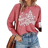 Dokotoo Womens Tops Christmas Tree T Shirts for Women 2024 Women Halloween Shirts Business Casual Tops for Women Trendy Crewneck Long Sleeve Blouses