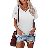 BESTPOEM Modal V Neck Loose Fit T-Shirts for Women Short Sleeve Summer Tees Tops Fashion 2025 Trendy Soft Clothes