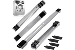 ZATOZKAR Universal Extendable Furniture Appliances Rollers 4 Pack, Strong Mover Tools with 24 Roller & Brake Equipment Strong Base for Washing Machines Refrigerators Dryers Grey