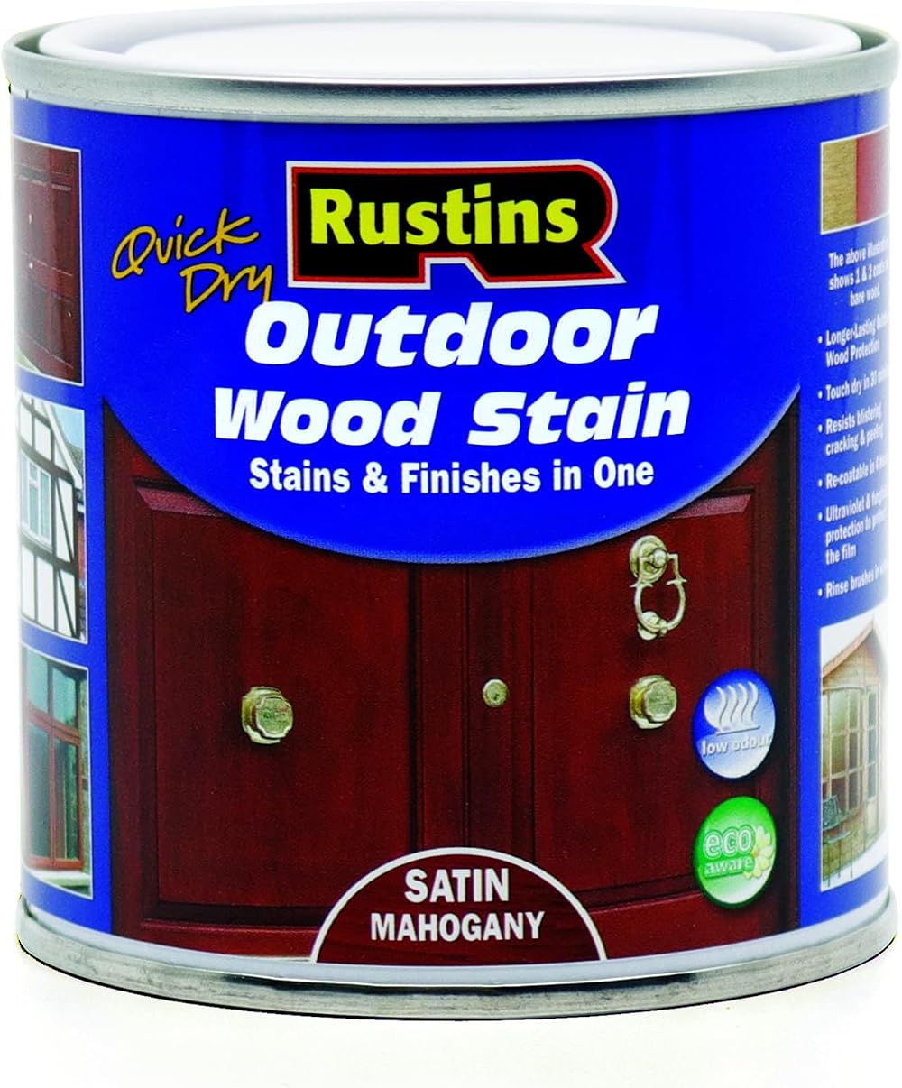 Rustins Quick Dry Outdoor Wood Stain Satin Mahogany 250ml