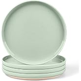 LIANYU Dinner Plates Set of 4, 10.5&rsquo;&rsquo; Large and Round Stoneware Plates, Ceramic Dishes Set for Kitchen Serving Salad, Dessert, Steak, Oven, Microwave &amp; Dishwasher Safe, Scratch Resistant, Fog Green