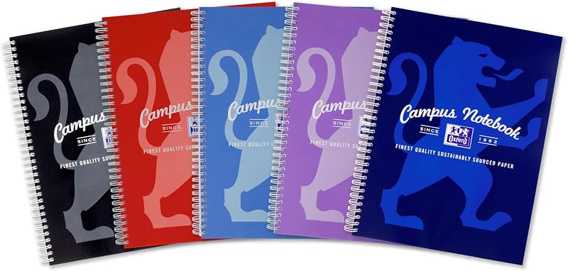 Oxford Campus A4 Notebook Wirebound 8 mm Margin 140 Pages Pack of 5 Optik Paper+