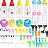 Hoolerry 50 Pcs Mini Bento Box Lunch Accessories for Kids, Animal | Cute Food Pick, Squeeze Condiment Bottles for Sauce, Mini Container for Lunch School Bento Camping Picnic, Back Toschool Gift