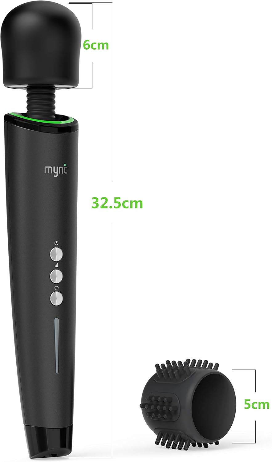 Mynt Cordless Handheld Massager, Powerful Portable Wand Massager with 2h Battery, Custom Settings and 2X Textured Massage Heads: Health & Personal Care