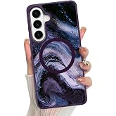 Jefonha Magnetic for Samsung Galaxy S26 Case Abalone Shell, Purple Marble | Glossy Mysterious Marble Design, Compatible with Magsafe, Sturdy Shockproof Protective Phone Cover