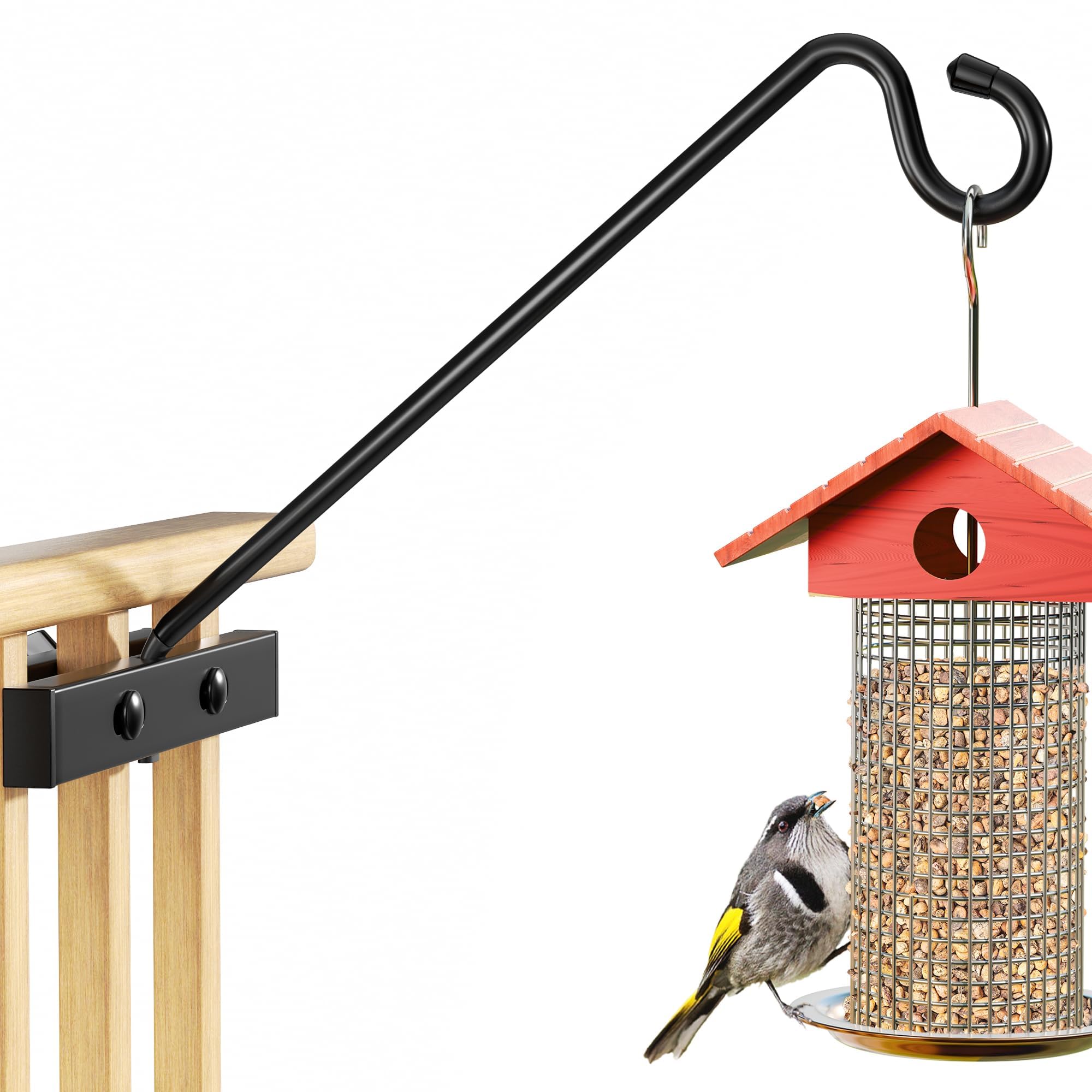 Photo 1 of Josmimic 12-Inch Deck Bird Feeder Hanger for Railing, Outdoor Decor Plant Hanger, Balcony Railing Hook - 22LB Capacity - for Hanging Plants, Bird Feeders, Lanterns, Wind Chimes