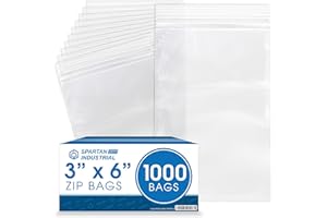Spartan Industrial - 3” X 6” (1000 Count) 2 Mil Clear Reclosable Zip Plastic Poly Bags with Resealable Lock Seal Zipper
